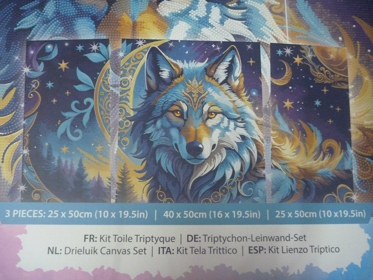 Craft Buddy Wolf Moon Magic Crystal Art Triptych Canvas Kit — Set of 3