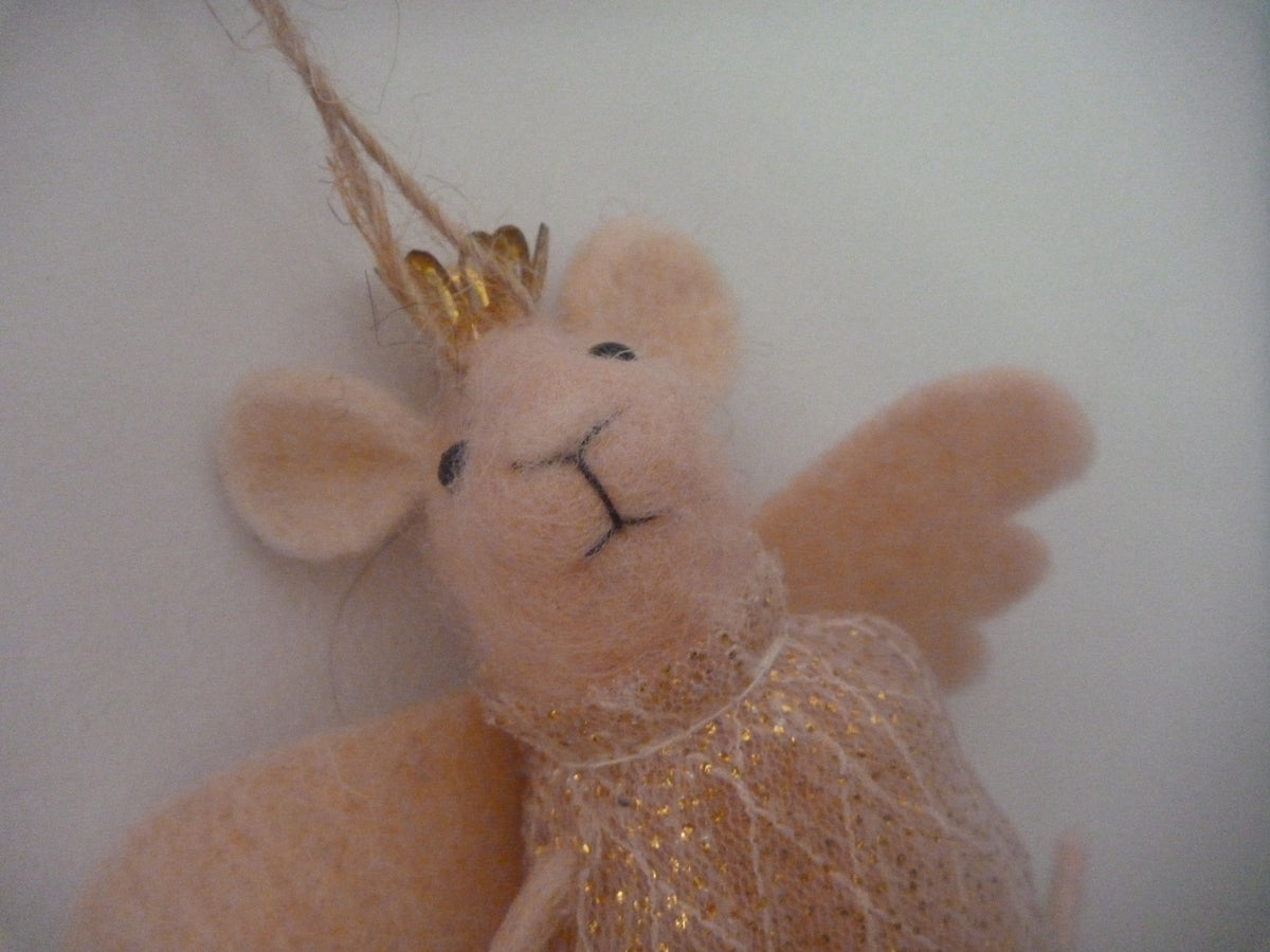 Sass & Belle Felt Mouse Hanging Christmas Tree Decoration - Pink Princess Fairy