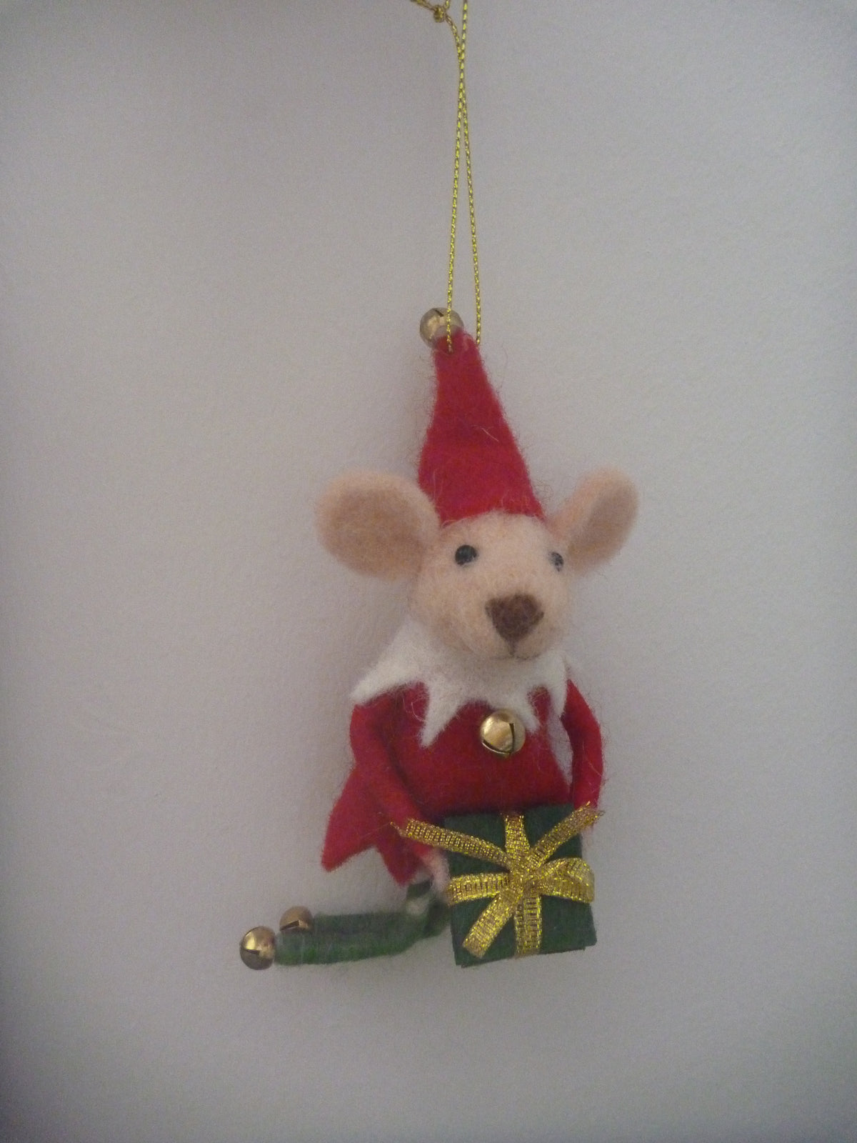 Sass & Belle Felt Mouse Hanging Christmas Tree Decoration - Elf