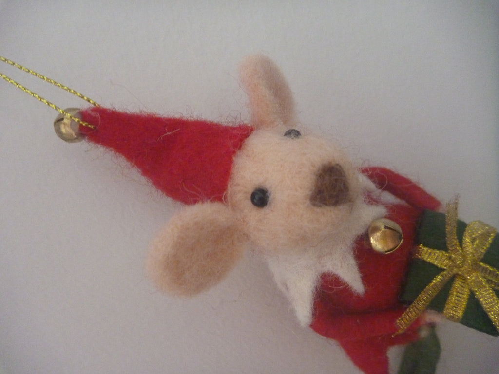 Sass & Belle Felt Mouse Hanging Christmas Tree Decoration - Elf