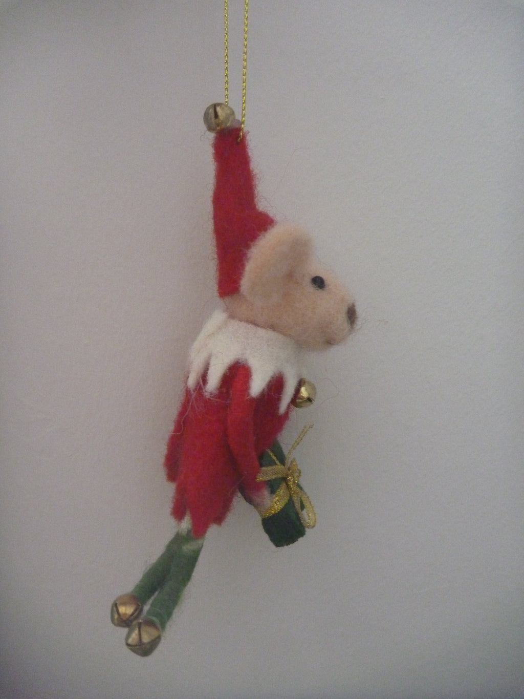Sass & Belle Felt Mouse Hanging Christmas Tree Decoration - Elf