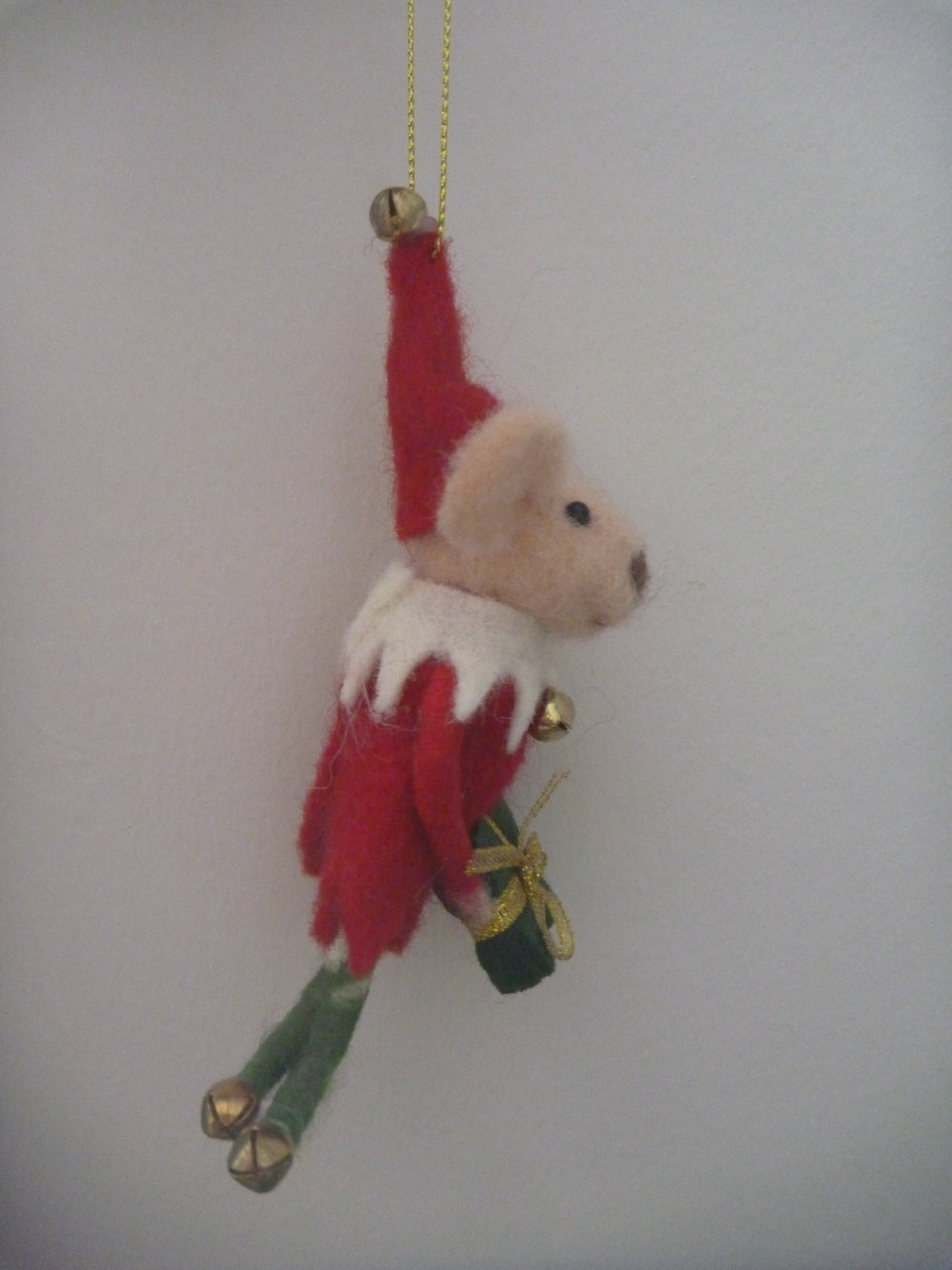 Sass & Belle Felt Mouse Hanging Christmas Tree Decoration - Elf