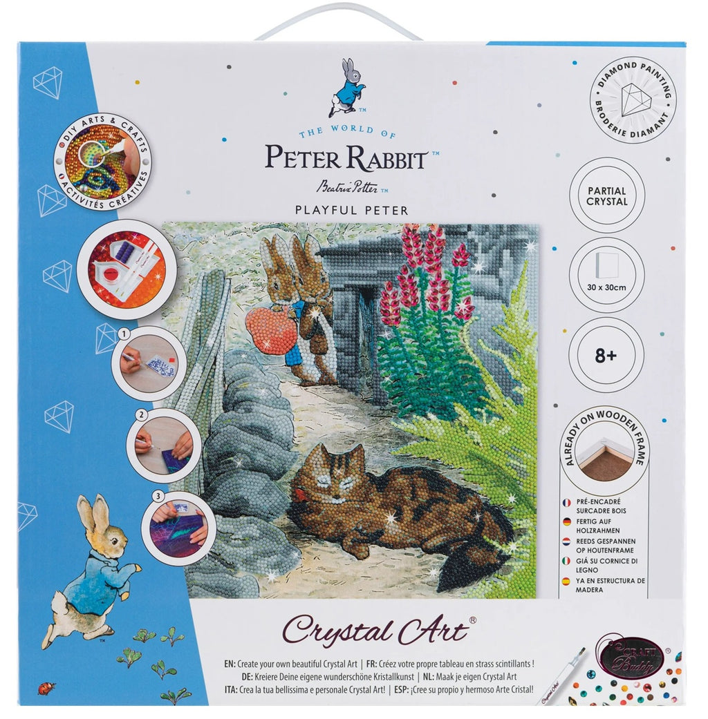 Craft Buddy Crystal Diamond Art Canvas Kit Playful Peter Rabbit 30 x 30cm