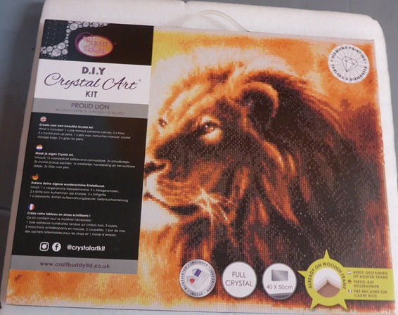 Craft Buddy Proud Lion Crystal Art Canvas Kit 40 x 50cm