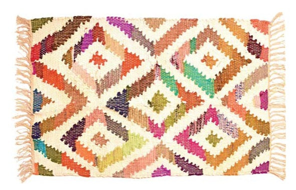 Shared Earth Handmade Multicoloured Diamond Rag Rug - 80cm x 120cm
