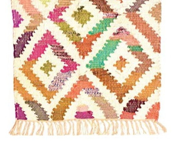 Shared Earth Handmade Multicoloured Diamond Rag Rug - 80cm x 120cm