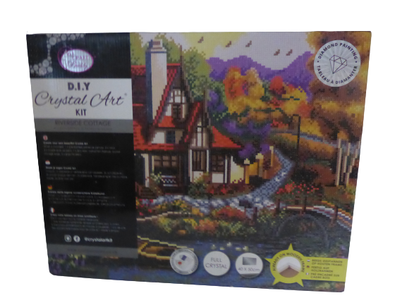 Riverside Cottage Crystal Art Canvas Kit | 40 x 50cm | Craft Buddy