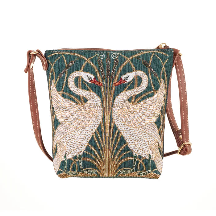 Signare Tapestry Walter Crane Swan & Iris Crossbody Sling Bag