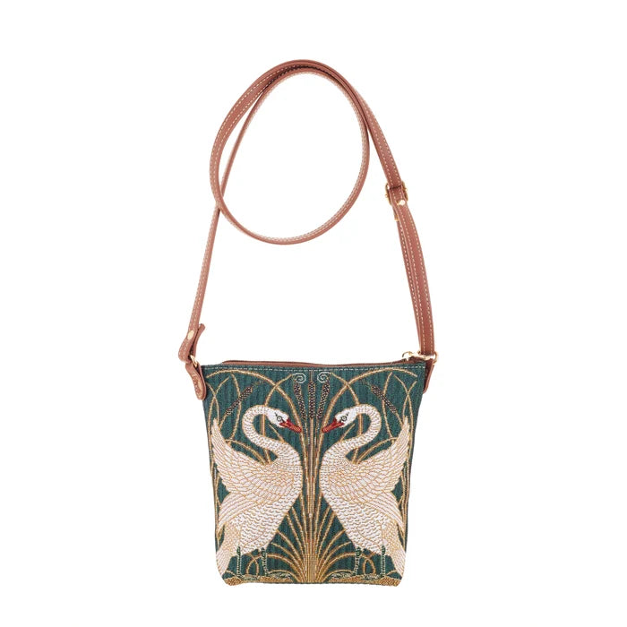 Signare Tapestry Walter Crane Swan & Iris Crossbody Sling Bag