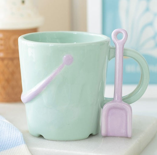Sandcastle Bucket & Spade Shaped Mug and Spoon Set | Pastel Pier | Something Different