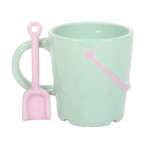 Sandcastle Bucket & Spade Shaped Mug and Spoon Set | Pastel Pier | Something Different