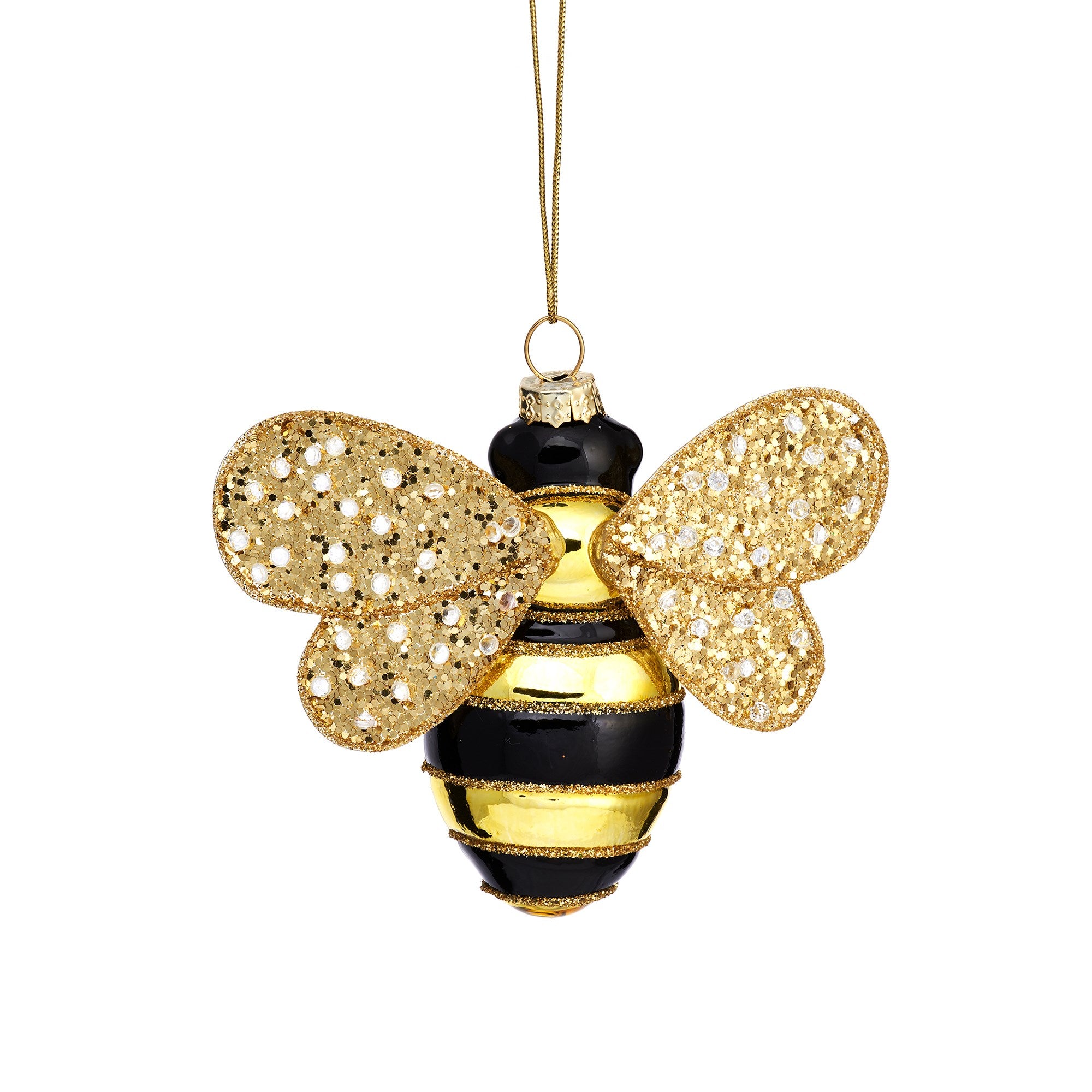 Sass & Belle 3D Glass Bee with Gems Christmas Tree Bauble