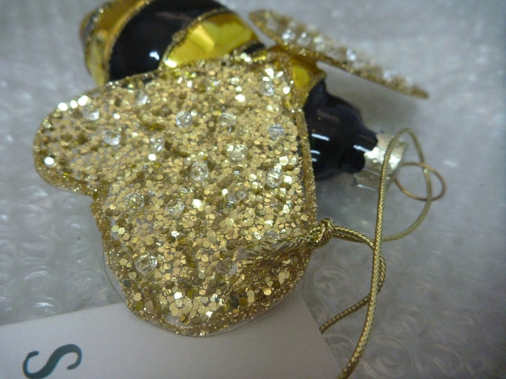 Sass & Belle 3D Glass Bee with Gems Christmas Tree Bauble