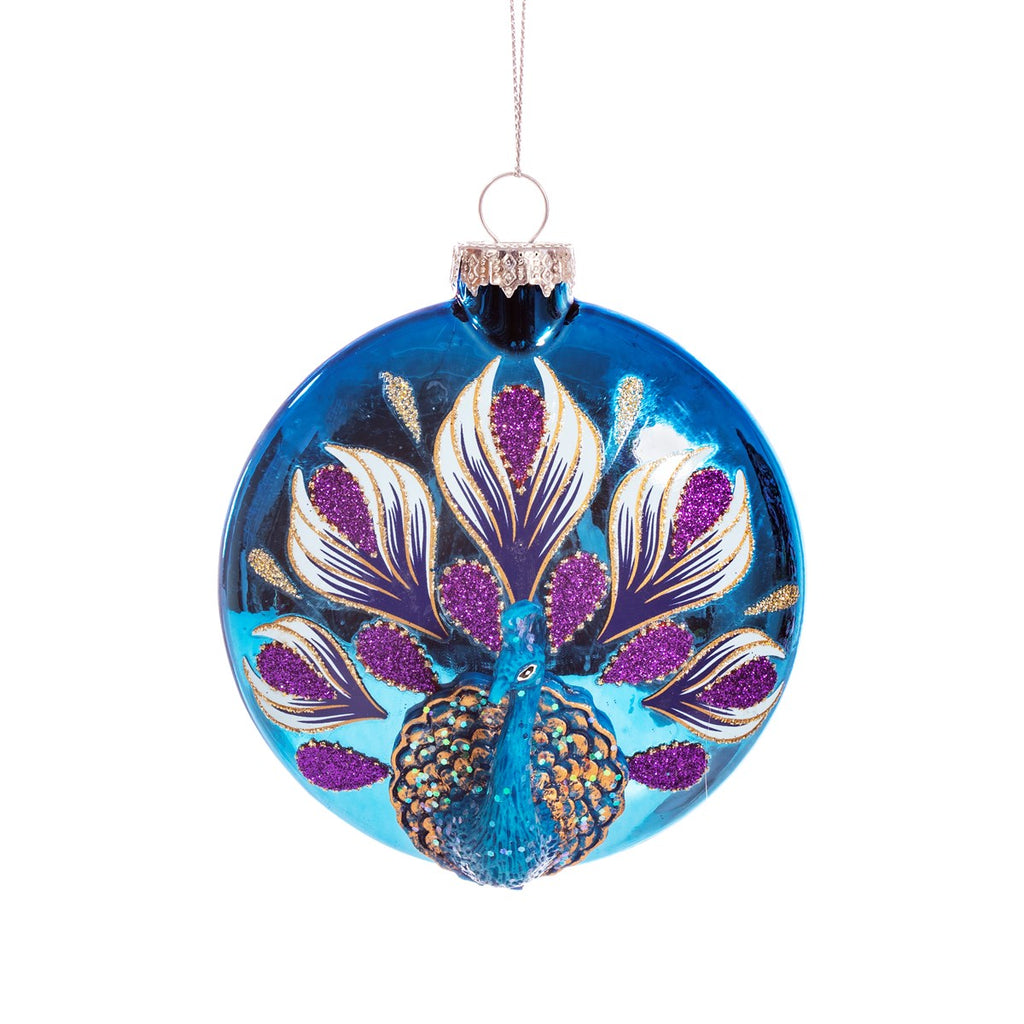 Sass & Belle Blue Peacock Hanging Christmas Tree Decoration