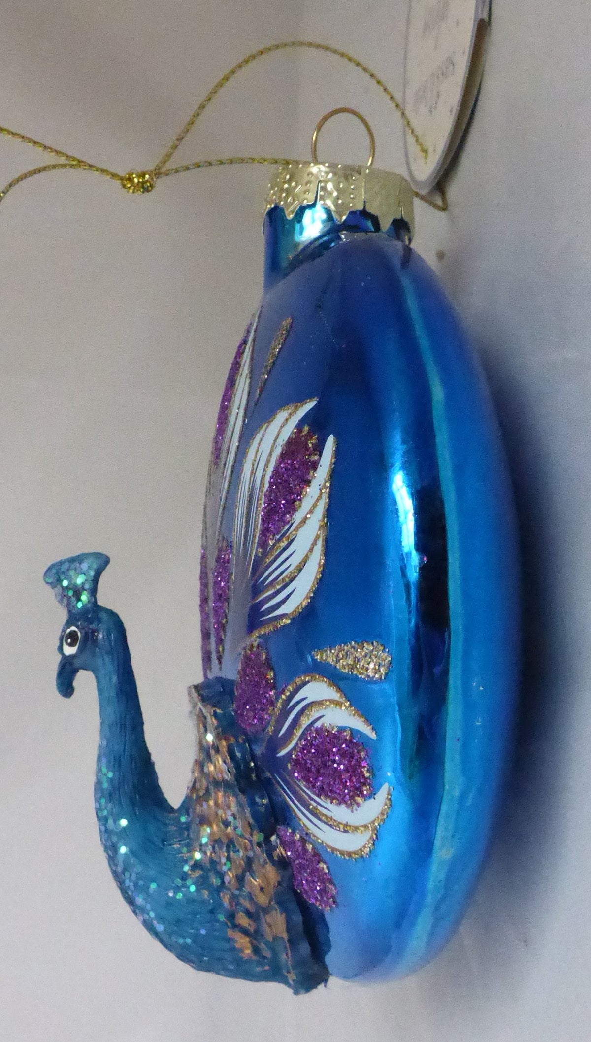 Sass & Belle Blue Peacock Hanging Christmas Tree Decoration