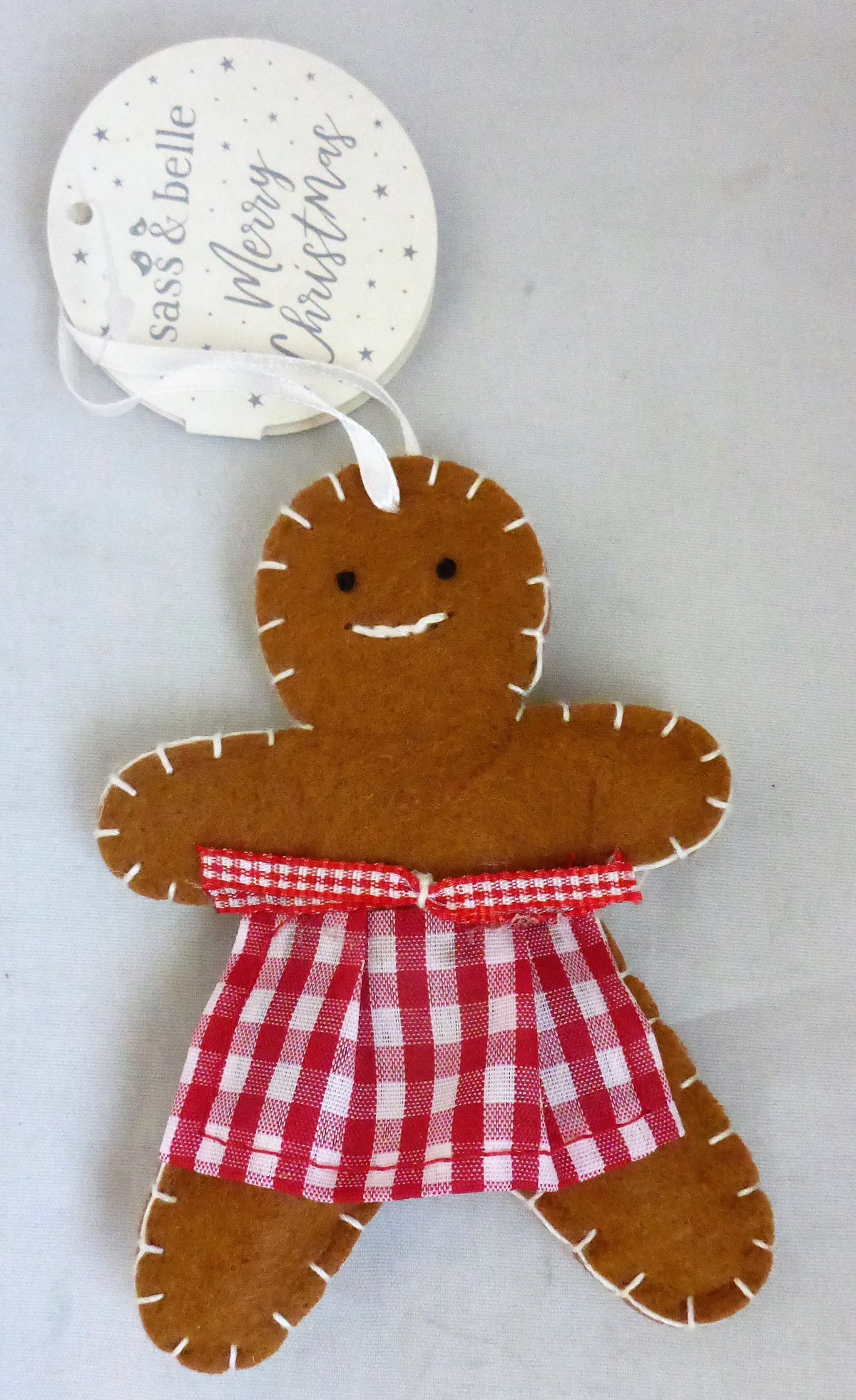 Sass & Belle Felt Gingerbread Boy & Girl Hanging Christmas Decoration Set of 2