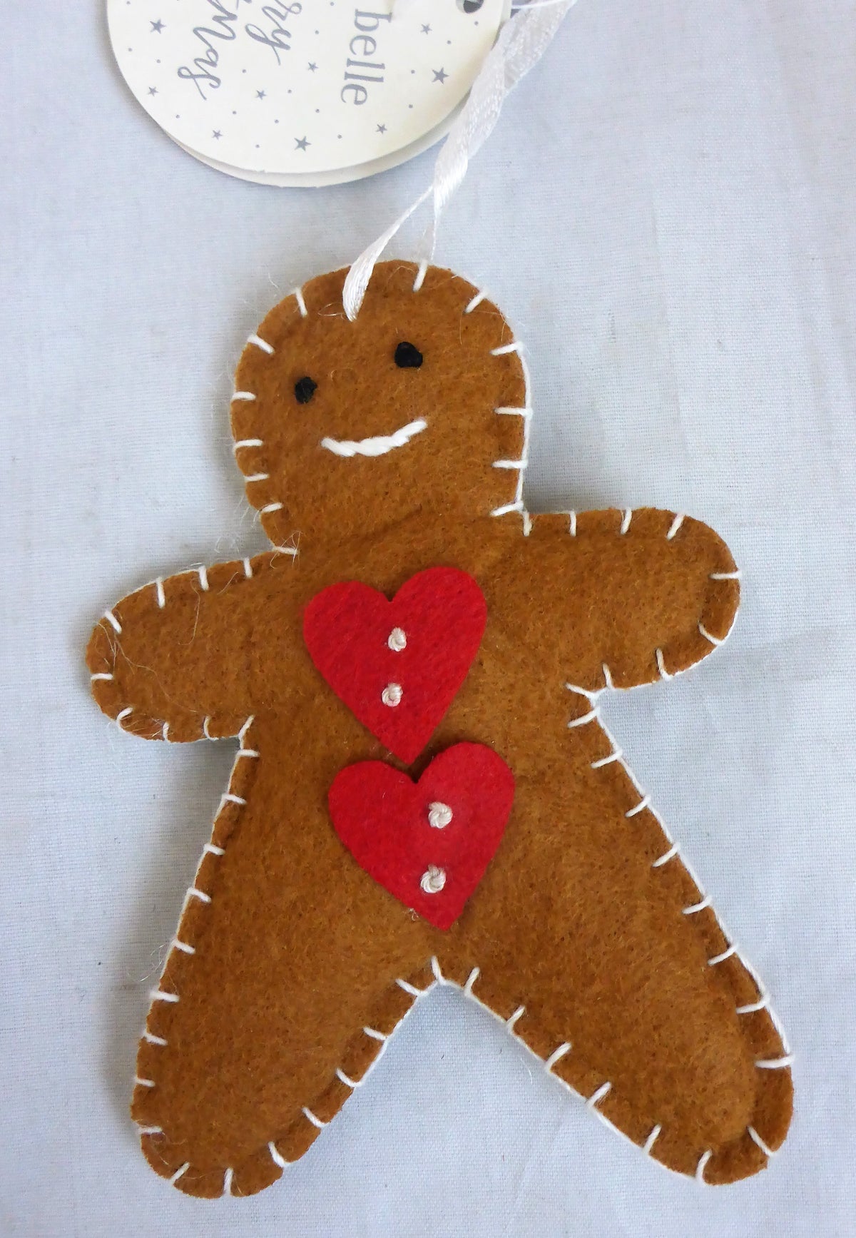 Sass & Belle Felt Gingerbread Boy & Girl Hanging Christmas Decoration Set of 2