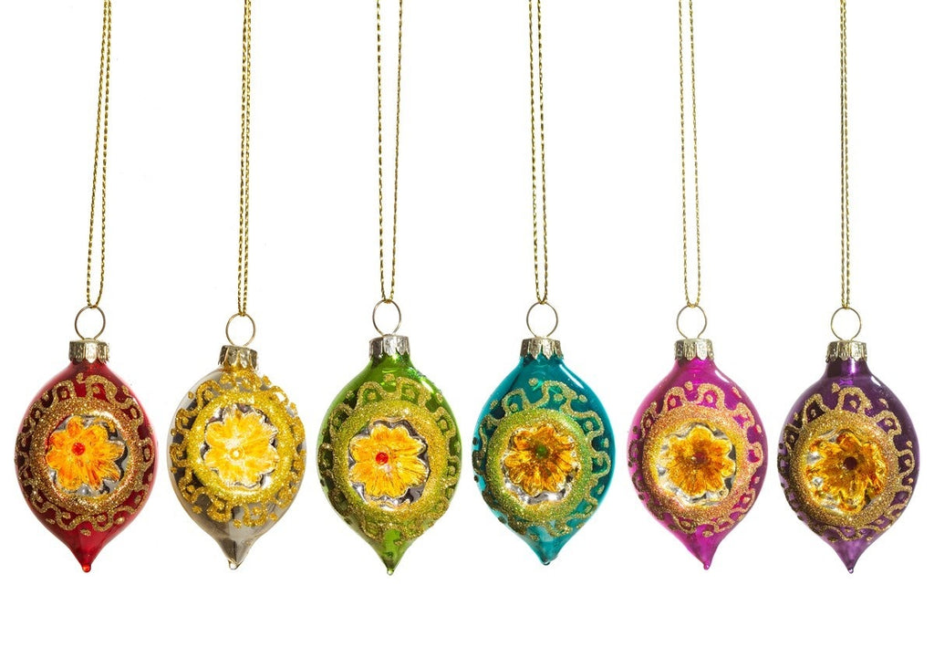 Sass & Belle Bright Metallic Open-Faced Glass Baubles Set of 6