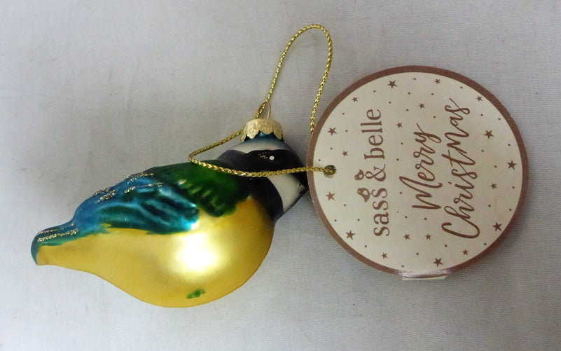 Sass & Belle Glass British Garden Birds Christmas Tree Baubles – Set of 4