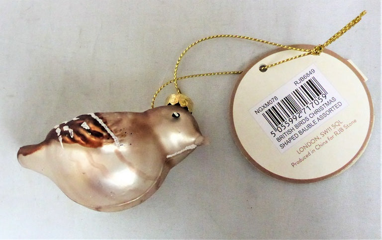 Sass & Belle Glass British Garden Birds Christmas Tree Baubles – Set of 4