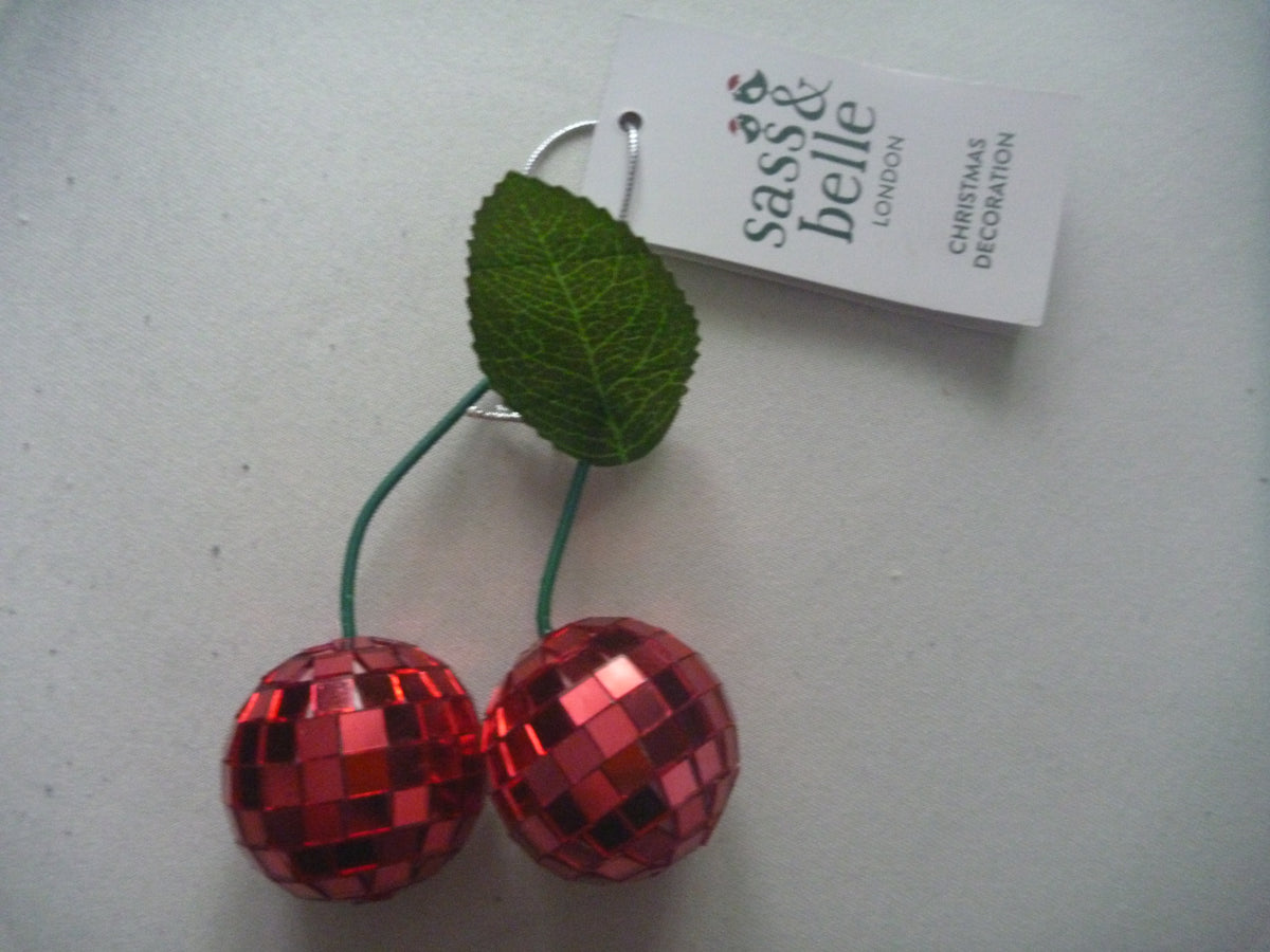 Sass & Belle Cherry Mirror Ball Glass Christmas Decoration