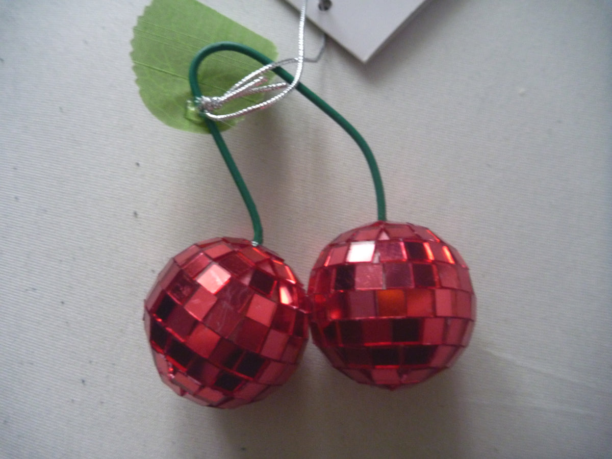 Sass & Belle Cherry Mirror Ball Glass Christmas Decoration