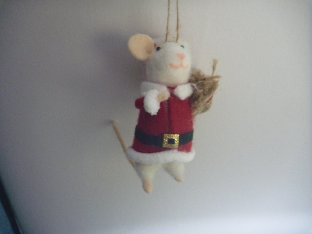 Sass & Belle Felt Santa Mouse Hanging Christmas Tree Decoration