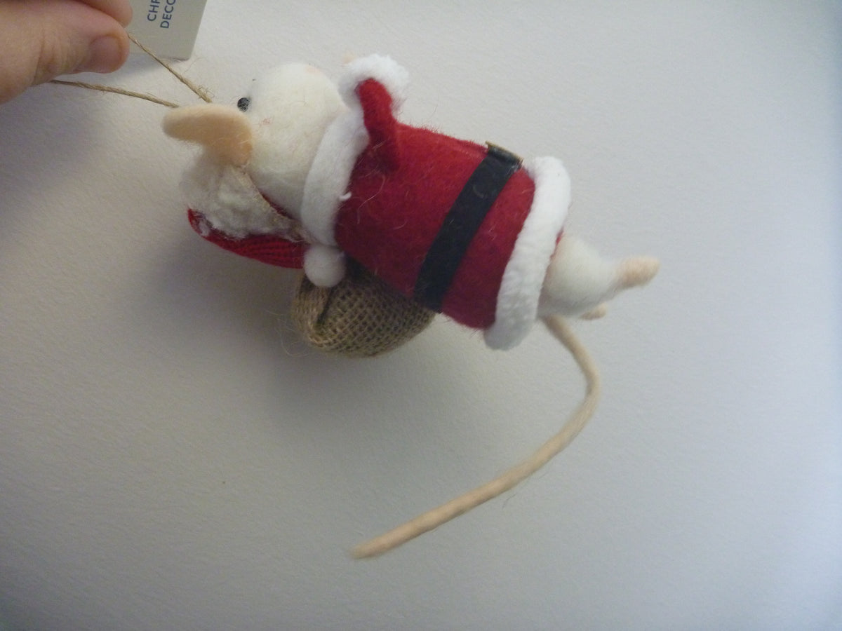 Sass & Belle Felt Santa Mouse Hanging Christmas Tree Decoration