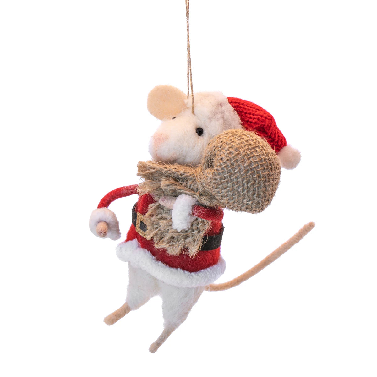 Sass & Belle Felt Santa Mouse Hanging Christmas Tree Decoration