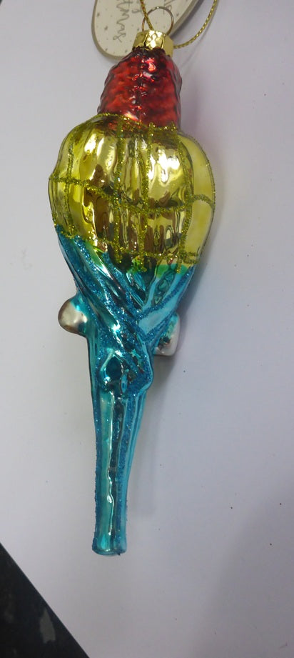 Sass & Belle 3D Glass Bauble Christmas Tree Decoration - Red Green Blue Parrot