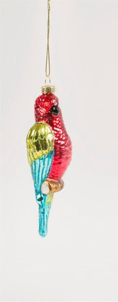 Sass & Belle 3D Glass Bauble Christmas Tree Decoration - Red Green Blue Parrot