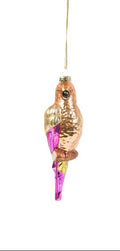 Sass & Belle 3D Glass Bauble Christmas Tree Decoration - Gold Pink Parrot