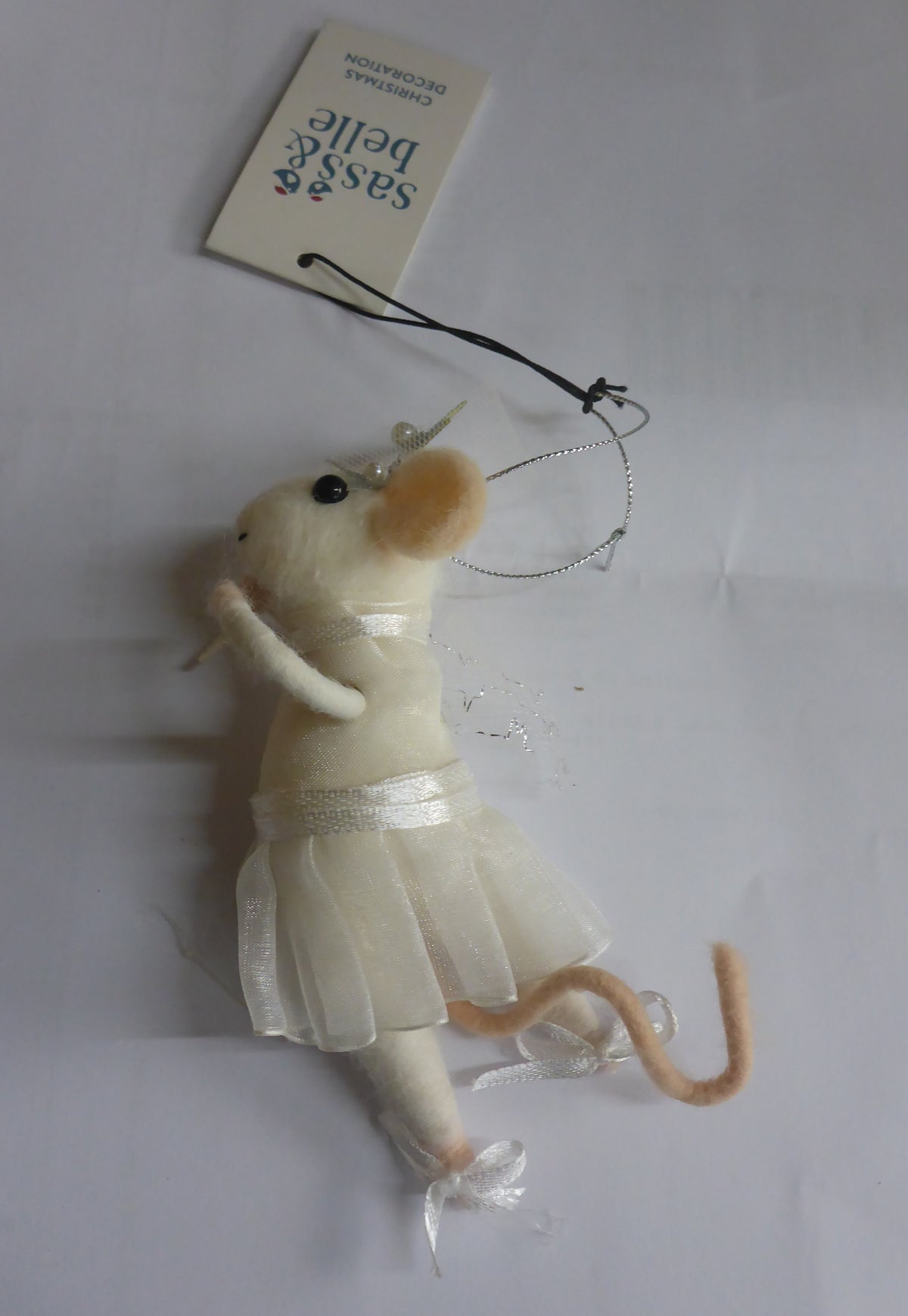 Sass & Belle Felt Hanging Christmas Tree Decoration - Fairy Mouse with Star Wand