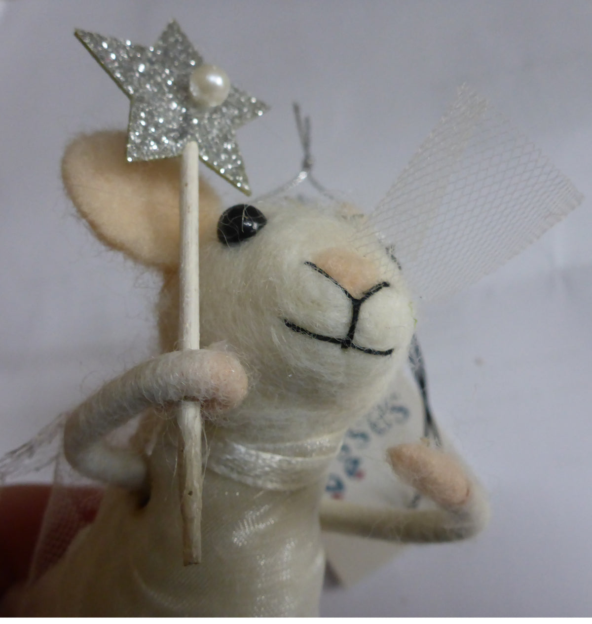 Sass & Belle Felt Hanging Christmas Tree Decoration - Fairy Mouse with Star Wand