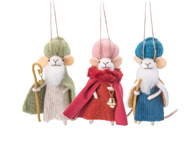 Sass & Belle Felt Nativity Mouse Hanging Christmas Decoration - Three Wise Men