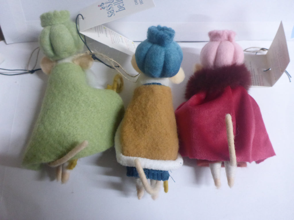 Sass & Belle Felt Nativity Mouse Hanging Christmas Decoration - Three Wise Men