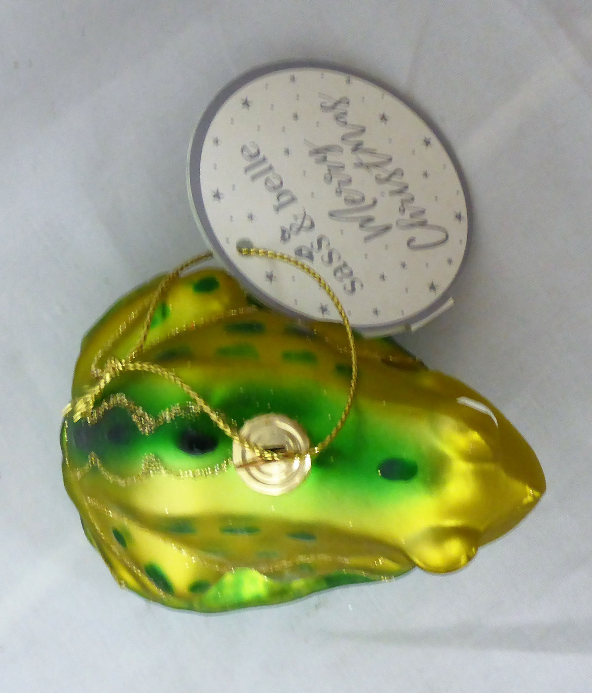Sass & Belle 3D Glass Frog on a Leaf Christmas Tree Bauble
