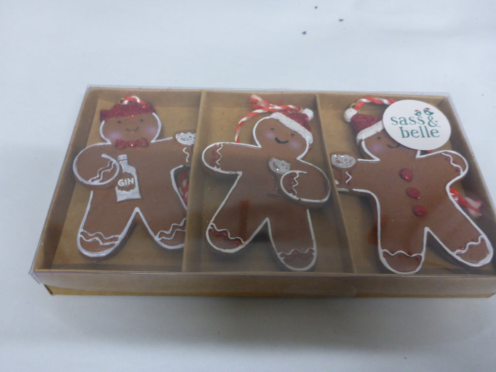 Sass & Belle Gin-Gerbread Men Christmas Decorations Set of 3