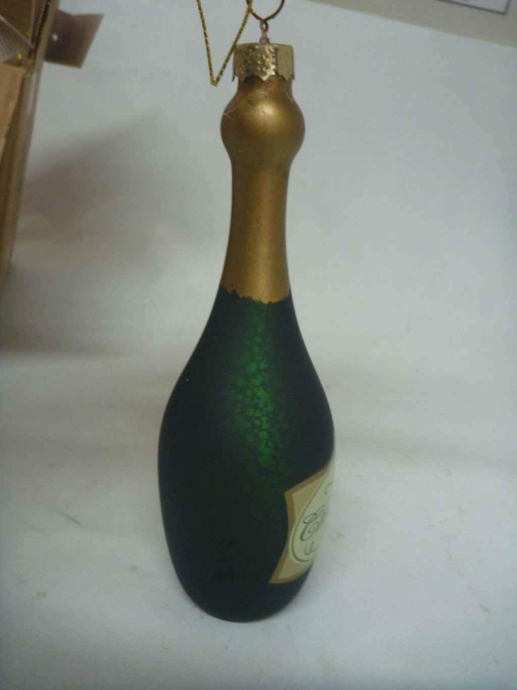Sass & Belle Green Champagne Bottle Glass Christmas Bauble