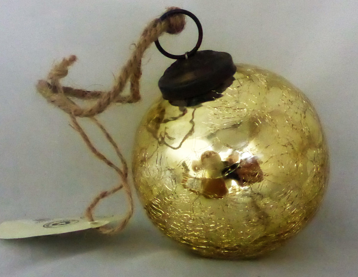 Sass & Belle Gold Crackle Glass Bauble Christmas Tree Decorations Set of 6