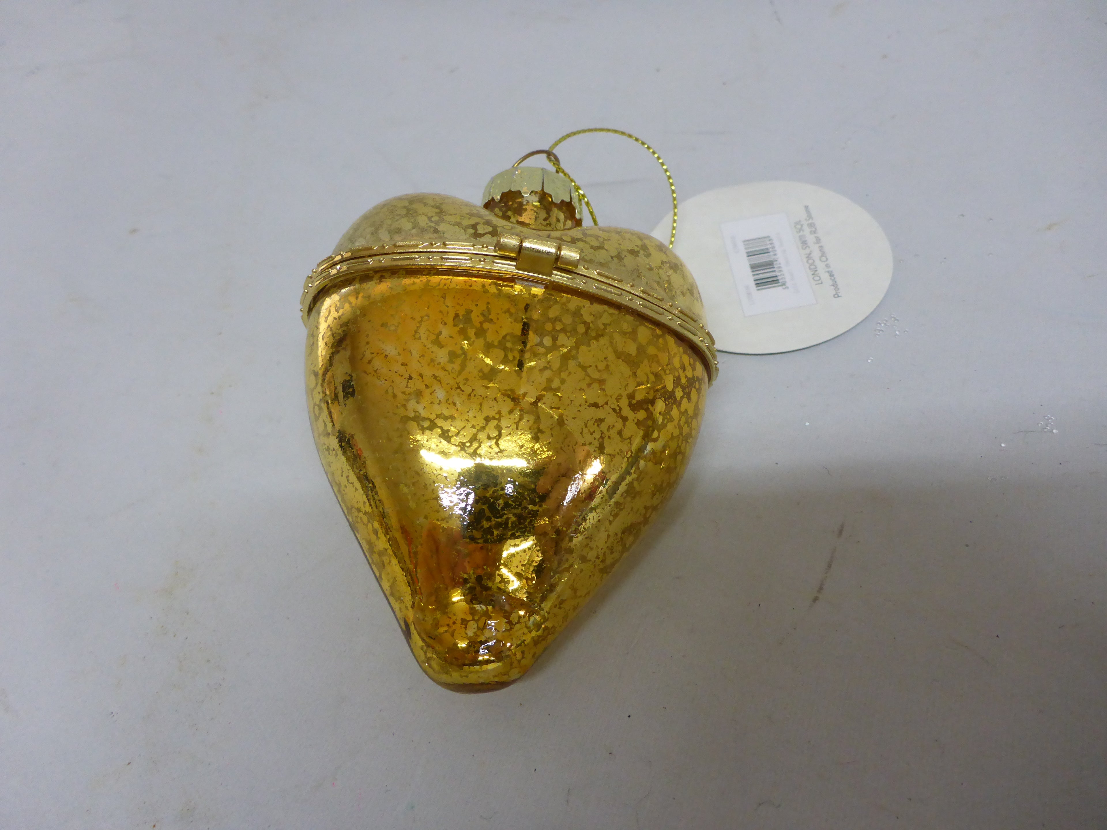 Sass & Belle Opening Gold Heart 3D Glass Christmas Tree Bauble
