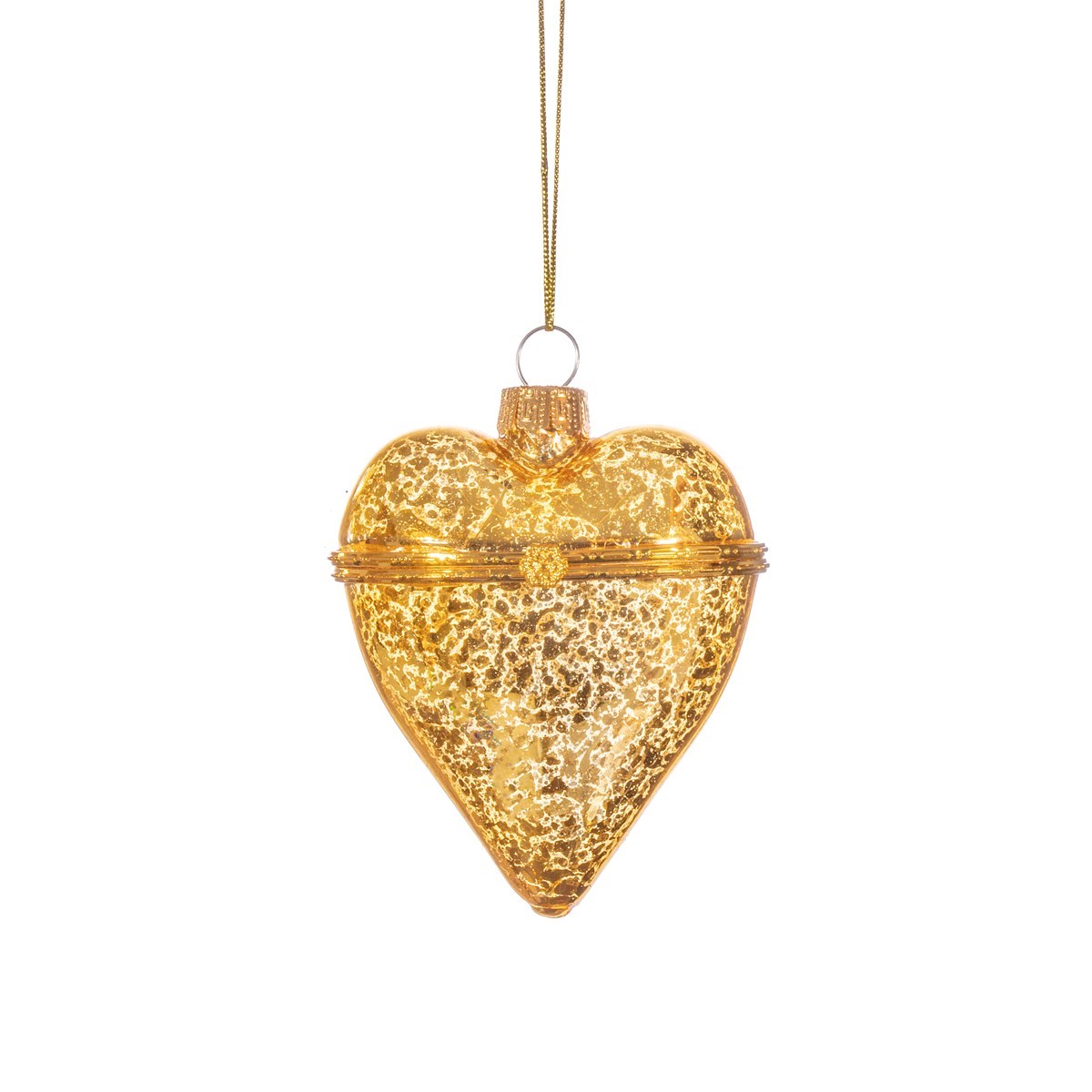Sass & Belle Opening Gold Heart 3D Glass Christmas Tree Bauble