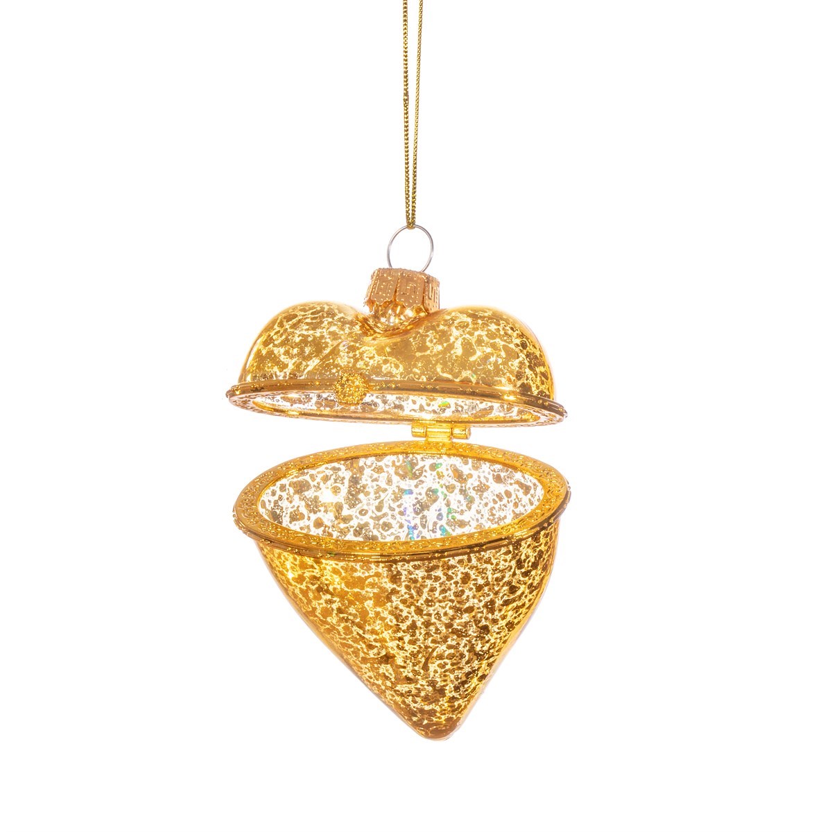 Sass & Belle Opening Gold Heart 3D Glass Christmas Tree Bauble