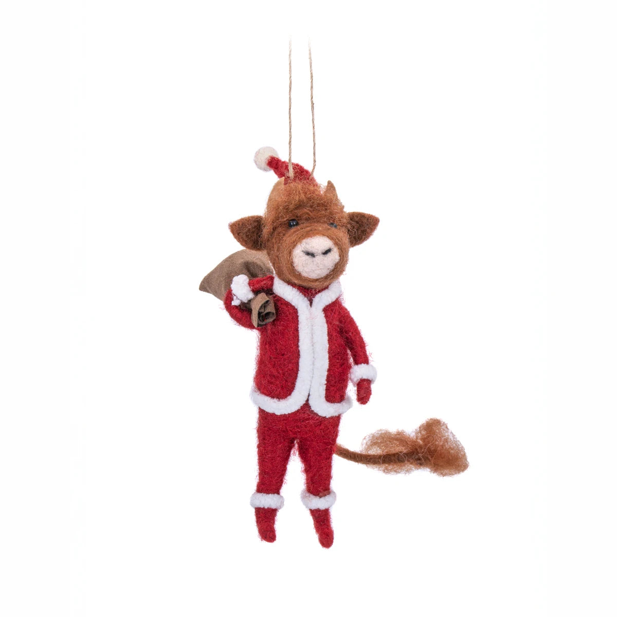 Sass & Belle Highland Cow Santa Felt Christmas Decoration