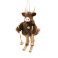 Sass & Belle Highland Cow on Skis Felt Christmas Decoration