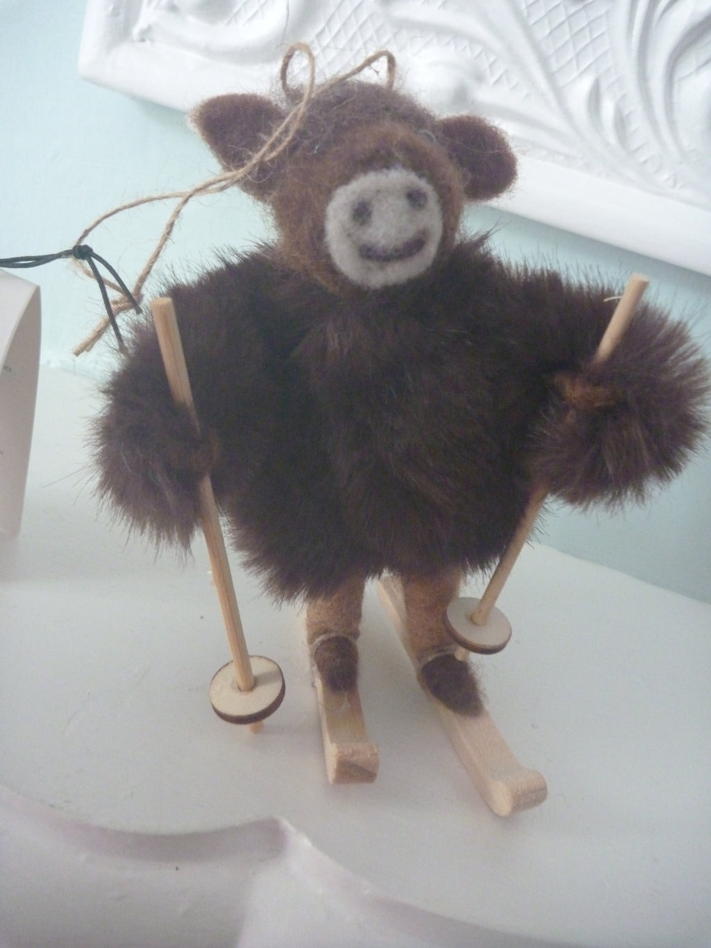 Sass & Belle Highland Cow on Skis Felt Christmas Decoration