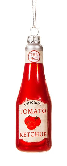 Sass & Belle 3D Glass Bauble Christmas Tree Decoration - Ketchup Bottle