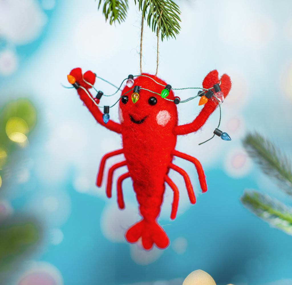 Sass & Belle Lobster with Fairy Lights Felt Christmas Decoration