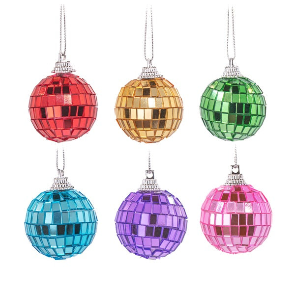 Sass & Belle Multicoloured Mirror Ball Bauble Set of 6