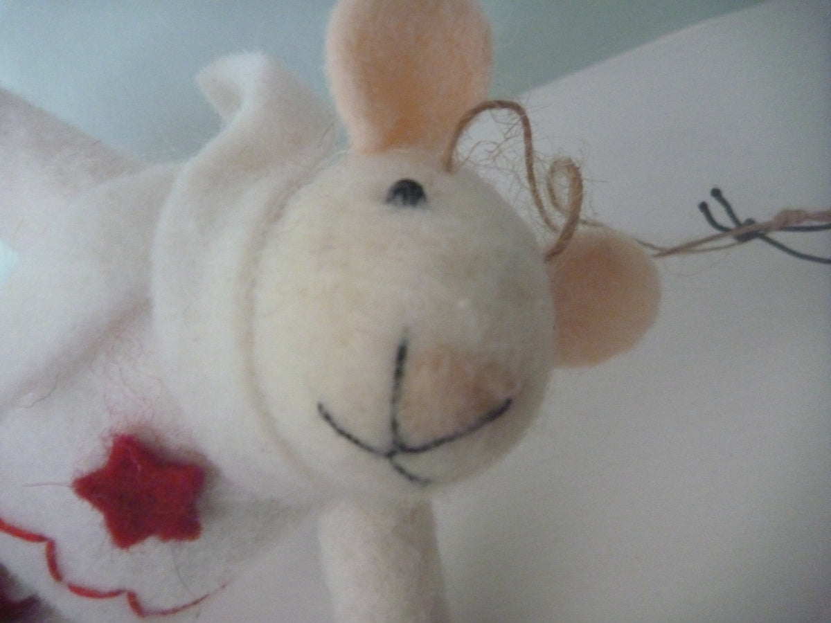 Sass & Belle Felt Hanging Christmas Tree Decoration - Mr Mouse in a Jumper